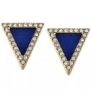 Michael Kors Blue Lapis and Gold Triangle Earrings